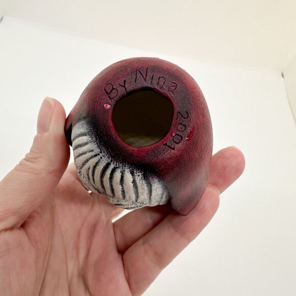 Vintage Handmade Ceramic Santa Head Wizard Folk Art Hood Walnut Ridge Christmas - Picture 5 of 6